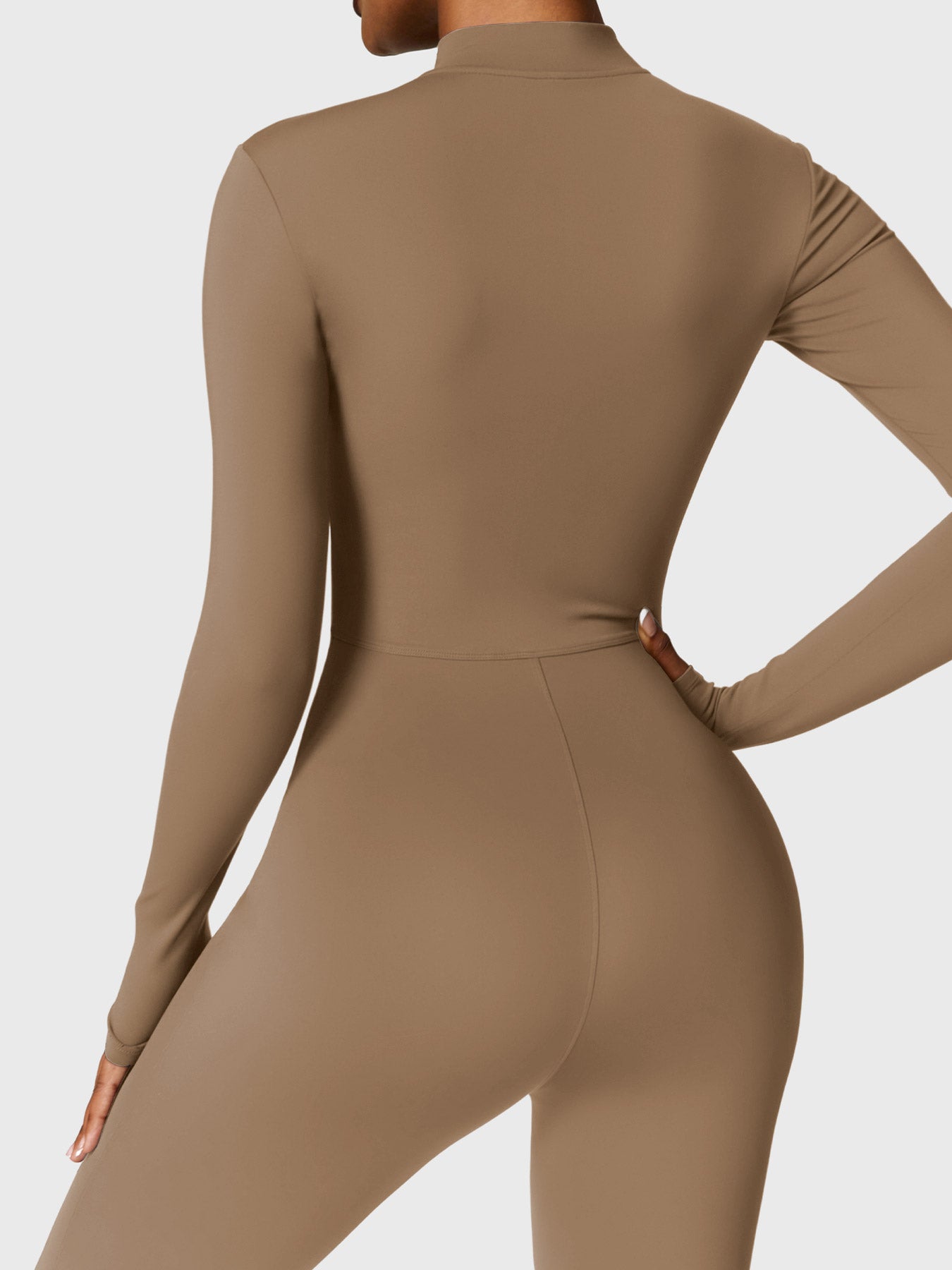 Yeoreo Belle Fleece Long Sleeve Zipper Jumpsuit Brown XL